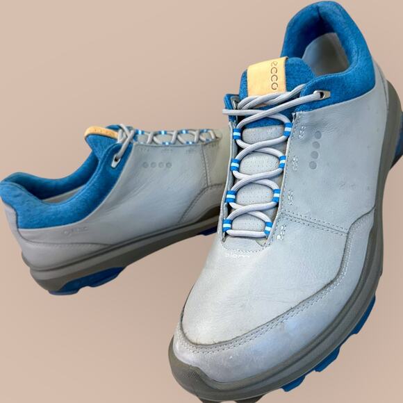 Ecco Biom Mens Hybrid Leather Gortex Spikeless Golf Shoes Size 10 Wide Blue Gray - Picture 2 of 14